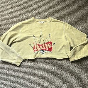 Thrifted Yellow Cropped Budlige Sweater